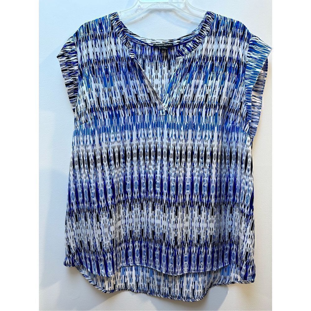 Hilary Radley high low purple blue white v-neck sleeveless top XL. #26-0754
